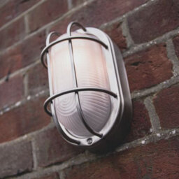 Happy Homewares Stainless Steel Cast Aluminium Outdoor Oval Bulkhead Wall Light - thumbnail 4