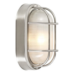 Happy Homewares Stainless Steel Cast Aluminium Outdoor Oval Bulkhead Wall Light - thumbnail 2