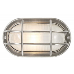 Happy Homewares Stainless Steel Cast Aluminium Outdoor Oval Bulkhead Wall Light - thumbnail 1