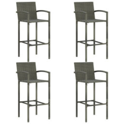 Berkfield 5 Piece Outdoor Bar Set With Armrest Poly Rattan Grey - thumbnail 3