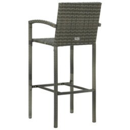 Berkfield 5 Piece Outdoor Bar Set With Armrest Poly Rattan Grey - thumbnail 7