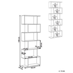 Wyld And Coco Novahome 6-Tier Bookcase Light Brown, Open-Back Irregular Minimalist Design - thumbnail 4