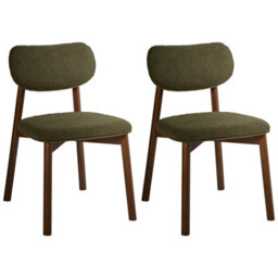 Beliani Set Of 2 Dining Chairs Mills Boucle Brown/ Green - thumbnail 4