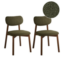 Beliani Set Of 2 Dining Chairs Mills Boucle Brown/ Green - thumbnail 1