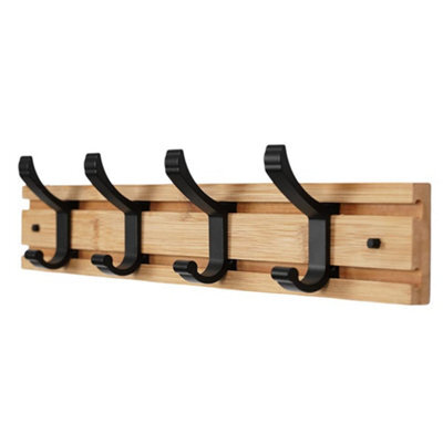 Coat Rack, Hanging Entryway With 4 Black Rustic Literary Hook Rails For Coat, Scarf, Bag, Key - image 1