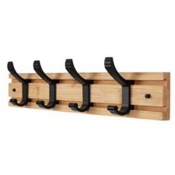 Coat Rack, Hanging Entryway With 4 Black Rustic Literary Hook Rails For Coat, Scarf, Bag, Key - thumbnail 1