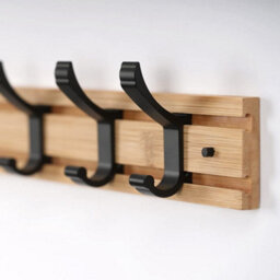 Coat Rack, Hanging Entryway With 4 Black Rustic Literary Hook Rails For Coat, Scarf, Bag, Key - thumbnail 3