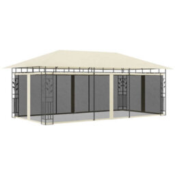 Berkfield Durable Gazebo With Mosquito Net 6X3X2.73 M Cream - thumbnail 2