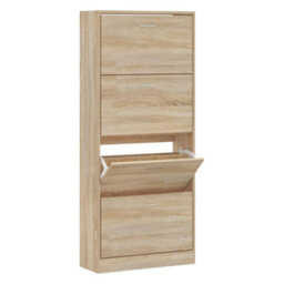 Vidaxl Shoe Cabinet Sonoma Oak 63X24X147 Cm Engineered Wood - thumbnail 2