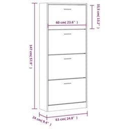 Vidaxl Shoe Cabinet Sonoma Oak 63X24X147 Cm Engineered Wood - thumbnail 3