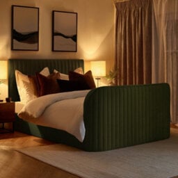Hermione Green Fabric Ottoman Storage Tv Bed Frame - 6Ft Super King Size - thumbnail 9