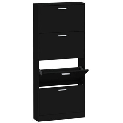 Berkfield Modern Shoe Cabinet Black 59X17X150 Cm Engineered Wood - image 1