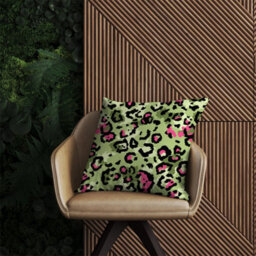 Warren Reed Designer Green And Pink Leopard Print Outdoor Cushion 45Cm X 45Cm - thumbnail 2