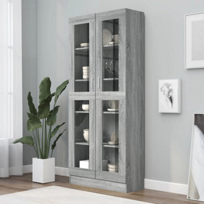 Berkfield Vitrine Cabinet Grey Sonoma 82.5X30.5X185.5 Cm Engineered Wood - image 1
