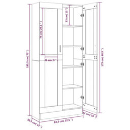Berkfield Vitrine Cabinet Grey Sonoma 82.5X30.5X185.5 Cm Engineered Wood - thumbnail 8