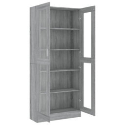 Berkfield Vitrine Cabinet Grey Sonoma 82.5X30.5X185.5 Cm Engineered Wood - thumbnail 5