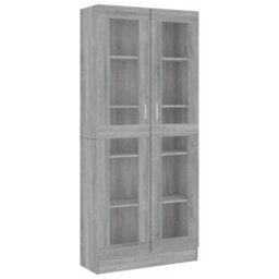 Berkfield Vitrine Cabinet Grey Sonoma 82.5X30.5X185.5 Cm Engineered Wood - thumbnail 2