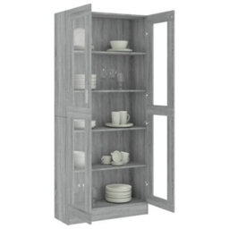 Berkfield Vitrine Cabinet Grey Sonoma 82.5X30.5X185.5 Cm Engineered Wood - thumbnail 7