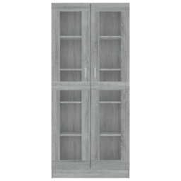 Berkfield Vitrine Cabinet Grey Sonoma 82.5X30.5X185.5 Cm Engineered Wood - thumbnail 3
