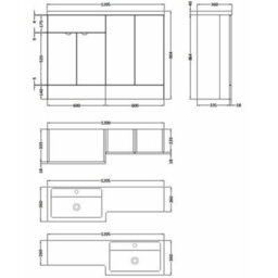 Hudson Reed Fusion 1200mm Right-Hand Basin & Freestanding Vanity Unit - Charcoal Black Matt - thumbnail 5