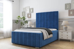 "Sloomy Radcliffe Navy Plush Bed Frame With Mattress With 50"" Upholstered Headboard 3' Single" - thumbnail 2