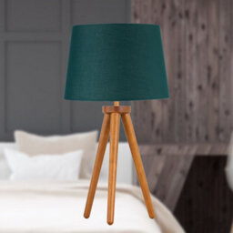 First Choice Lighting Voyage - Dark Oak Table Lamp Or Bedside Light With Dark Green Shade - thumbnail 3