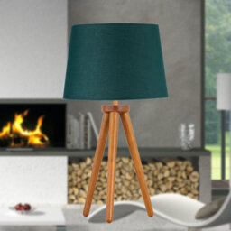 First Choice Lighting Voyage - Dark Oak Table Lamp Or Bedside Light With Dark Green Shade - thumbnail 4