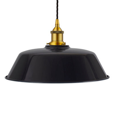 Navy Blue Chancery Painted Dome Pendant Light With Antique Gold Lamp Holder And Black Twisted Cable - Se Home - image 1