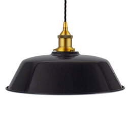 Navy Blue Chancery Painted Dome Pendant Light With Antique Gold Lamp Holder And Black Twisted Cable - Se Home - thumbnail 1