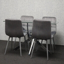 Kosy Koala Modern Rectangle Glass Dining Table Set With 4 Grey Velvet Chairs Dining Room Furniture - thumbnail 4