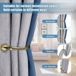 Ameha Set Of 2 Brushed Antique Brass Curtain Hold Backs With Balls Stylish Wall Tie Back And Built To Last Holder Hooks - thumbnail 5