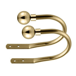 Ameha Set Of 2 Brushed Antique Brass Curtain Hold Backs With Balls Stylish Wall Tie Back And Built To Last Holder Hooks - thumbnail 4