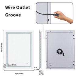 Luvodi 700X900mm Led Bathroom Mirror Front Light And Backlit Vanity Mirror Anti-Fog Wall Mounted - thumbnail 2