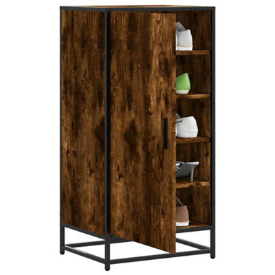 Vidaxl Shoe Rack Smoked Oak 48X38X97.5 Cm Engineered Wood - image 1