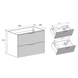 Heze Furniture Loft Modern Style Ribbed Door 80Cm Bathroom Cabinet Vanity Unit With Worktop - Gold Craft Oak - thumbnail 8