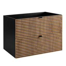 Heze Furniture Loft Modern Style Ribbed Door 80Cm Bathroom Cabinet Vanity Unit With Worktop - Gold Craft Oak - thumbnail 2