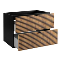 Heze Furniture Loft Modern Style Ribbed Door 80Cm Bathroom Cabinet Vanity Unit With Worktop - Gold Craft Oak - thumbnail 3