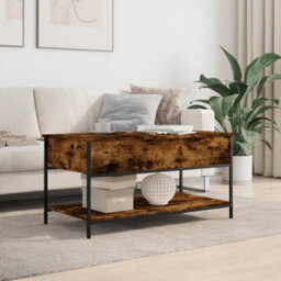 Berkfield Coffee Table Smoked Oak 100X50X50 Cm Engineered Wood And Metal - thumbnail 3