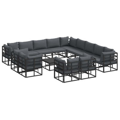 Berkfield Modern Garden Sofa Set With Cushion 14 Pcs Black Aluminium - image 1