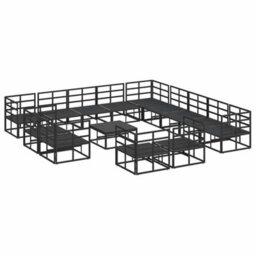 Berkfield Modern Garden Sofa Set With Cushion 14 Pcs Black Aluminium - thumbnail 6
