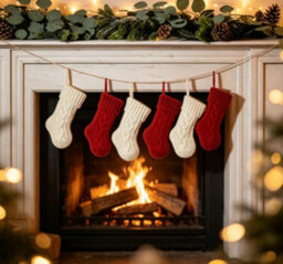 Amorly 2Pcs Mini Cable Knit Christmas Stockings, Burgundy Ivory Small Hanging Stockings For Christmas Tree Fireplace Holiday Decor - thumbnail 2