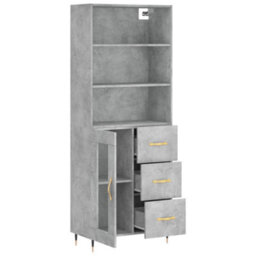 Berkfield Highboard Concrete Grey 69.5X34X180 Cm Engineered Wood - thumbnail 4