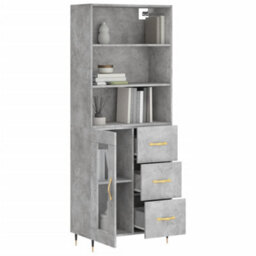 Berkfield Highboard Concrete Grey 69.5X34X180 Cm Engineered Wood - thumbnail 3