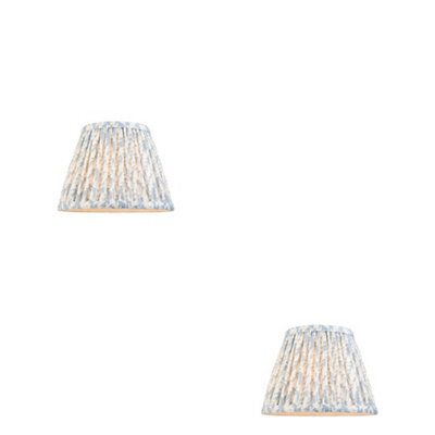 Loops Elegant Set Of 2 Handcrafted Tapered Cylinder Lamp Shades In Shell Bay Blue Fabric - image 1