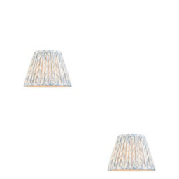 Loops Elegant Set Of 2 Handcrafted Tapered Cylinder Lamp Shades In Shell Bay Blue Fabric - thumbnail 1