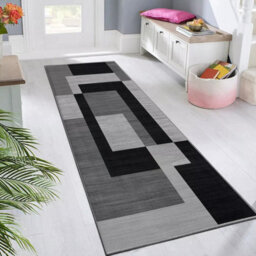 Ameha Printed Area Rugs Living Room 80X150 Cm Style Modern Floor Carpet Super Soft Milo Black And Grey Extra Large Rug - thumbnail 4