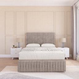 "Sloomy 4Ft6 Madison Divan Bed Base Pebble Plush 2 Drawers, 12"" Footboard & 26"" Struts Headboard - Double" - thumbnail 2