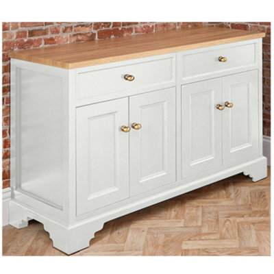 Homestylestore 1210mm Antique White And Oak Bathroom Vanity Unit With Gold Round Handles - image 1