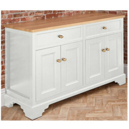 Homestylestore 1210mm Antique White And Oak Bathroom Vanity Unit With Gold Round Handles