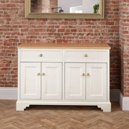 Homestylestore 1210mm Antique White And Oak Bathroom Vanity Unit With Gold Round Handles - thumbnail 3